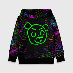 Толстовка-худи детская League Of Legends граффити неон, цвет: 3D-черный