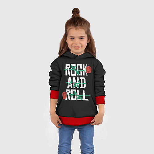 Детская толстовка ROCK AND ROLL розы / 3D-Красный – фото 4