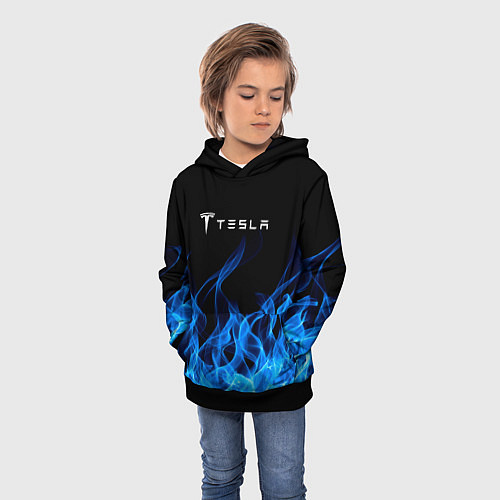 Детская толстовка Tesla Fire / 3D-Черный – фото 3