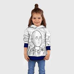 Толстовка-худи детская Ванпанчмен Сайтама - Saitama, цвет: 3D-синий — фото 2
