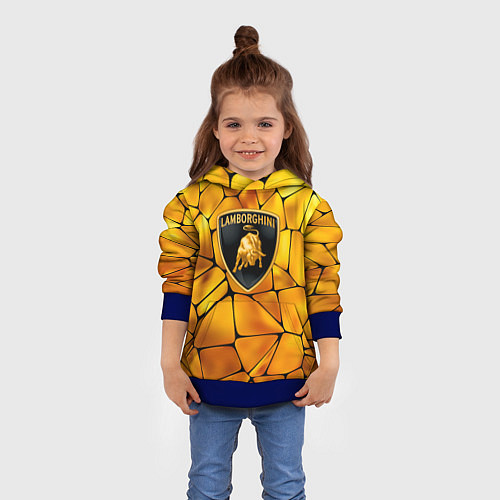 Детская толстовка Lamborghini Gold плиты / 3D-Синий – фото 4