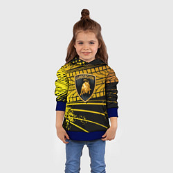 Толстовка-худи детская Lamborghini - Следы от шин, цвет: 3D-синий — фото 2