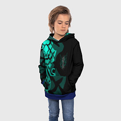 Толстовка-худи детская МАСКА И ТАТУИРОВКА СЯО XIAO ГЕНШИН, цвет: 3D-синий — фото 2