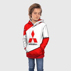 Толстовка-худи детская Mitsubishi Logo Geometry, цвет: 3D-красный — фото 2