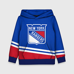 Толстовка-худи детская New York Rangers Нью Йорк Рейнджерс, цвет: 3D-синий