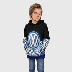 Толстовка-худи детская Volkswagen Большое лого паттерн, цвет: 3D-синий — фото 2