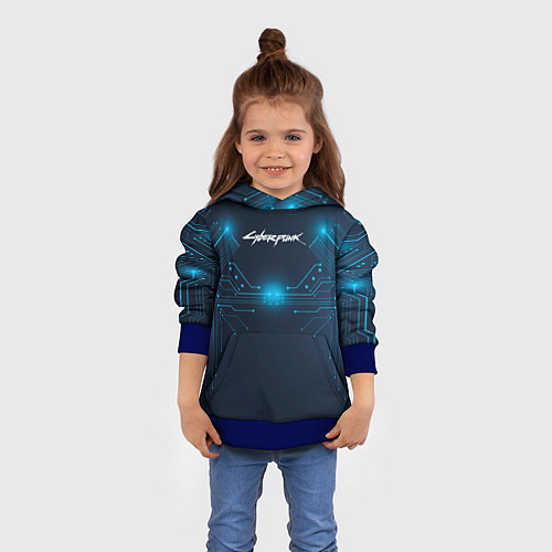 Детская толстовка Cyberpunk Неоновая микросхема / 3D-Синий – фото 4