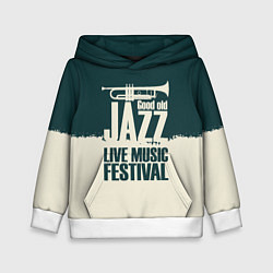 Толстовка-худи детская Джаз Живая Музыка, цвет: 3D-белый