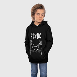 Толстовка-худи детская AC DC, Рок кот, цвет: 3D-черный — фото 2