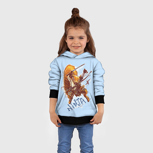 Детская толстовка Крейзи белка-ниндзя / 3D-Черный – фото 4