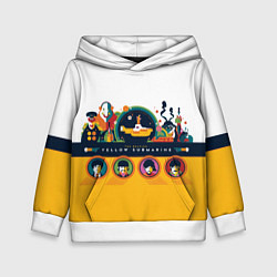 Толстовка-худи детская Yellow Submarine Мультфильм 3D, цвет: 3D-белый