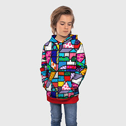 Толстовка-худи детская Ромеро Бритто красочный узор, цвет: 3D-красный — фото 2