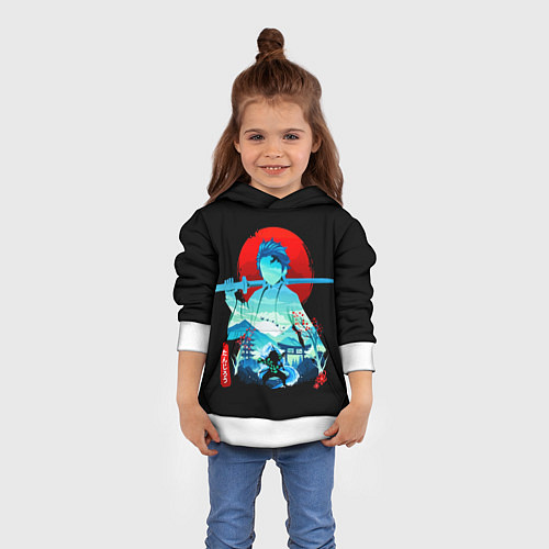 Детская толстовка Танджиро Комадо Силуэт Клинок рассекающий демонов / 3D-Белый – фото 4