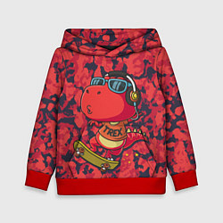 Детская толстовка Веселый динозавр на скейте