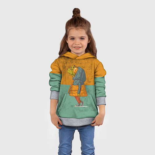 Детская толстовка Лягушка модник Frog / 3D-Меланж – фото 4