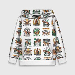 Толстовка-худи детская Конный спорт Паттерн, цвет: 3D-белый