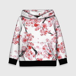 Толстовка-худи детская Ранняя сакура, цвет: 3D-черный