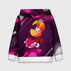 Толстовка-худи детская Rayman держит сердце в руках, цвет: 3D-белый