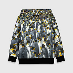 Толстовка-худи детская Пингвины Penguins, цвет: 3D-черный