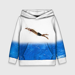 Толстовка-худи детская Спортивное плавание Aqua sport, цвет: 3D-белый