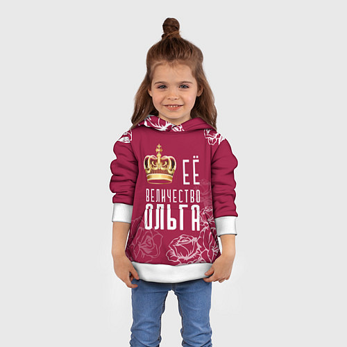 Детская толстовка Её величество Прекрасная Ольга / 3D-Белый – фото 4