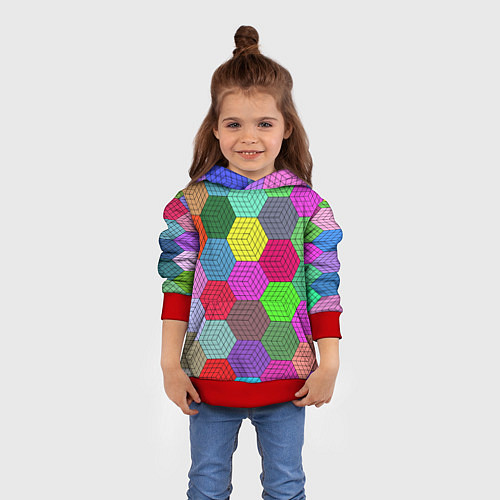 Детская толстовка Геометрический узор Pattern / 3D-Красный – фото 4