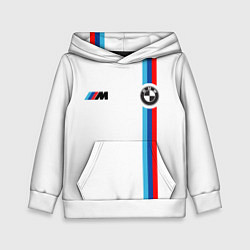 Толстовка-худи детская БМВ 3 STRIPE BMW WHITE, цвет: 3D-белый