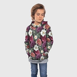 Толстовка-худи детская Bouquet of flowers pattern, цвет: 3D-меланж — фото 2