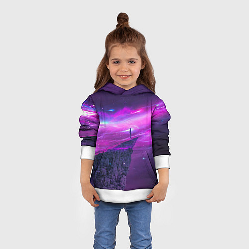 Детская толстовка Наедине со вселенной Alone with the universe / 3D-Белый – фото 4