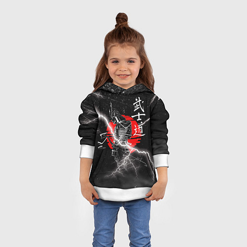 Детская толстовка Самурай Бусидо Иероглифы Samurai Lightning / 3D-Белый – фото 4