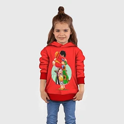 Толстовка-худи детская Объятия Луффи чиби Ван Пис, цвет: 3D-красный — фото 2