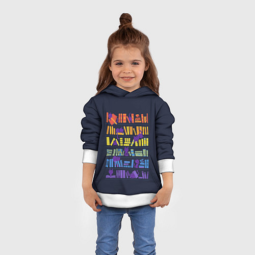 Детская толстовка Коты и книги / 3D-Белый – фото 4