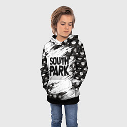 Толстовка-худи детская Южный парк - персонажи и логотип South Park, цвет: 3D-черный — фото 2