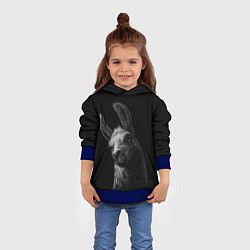 Толстовка-худи детская Портрет милой ламы, цвет: 3D-синий — фото 2