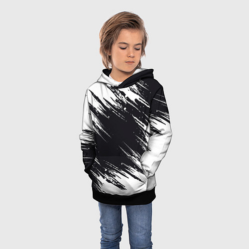 Детская толстовка БЕЛАЯ КРАСКА БРЫЗГИ / 3D-Черный – фото 3