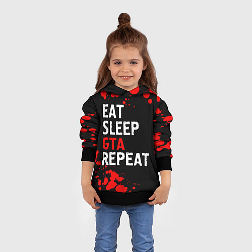 Детская толстовка Eat Sleep GTA Repeat - Брызги / 3D-Черный – фото 4