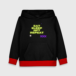 Детская толстовка Eat, sleep, nft, repeat, неоновый текст