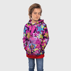 Толстовка-худи детская Star Colorful Pattern Fashion Neon, цвет: 3D-красный — фото 2