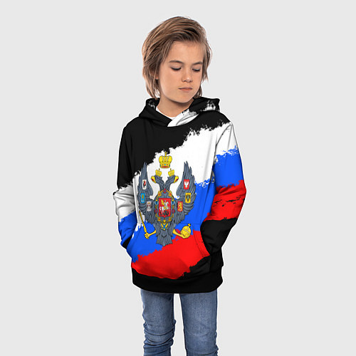 Детская толстовка Россия - имперский герб / 3D-Черный – фото 3