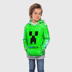 Толстовка-худи детская Minecraft зеленый фон, цвет: 3D-меланж — фото 2