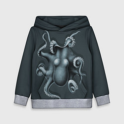 Толстовка-худи детская Серый осьминог, цвет: 3D-меланж