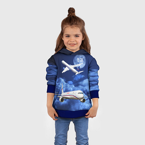 Детская толстовка Пассажирский самолет Ту-214 / 3D-Синий – фото 4