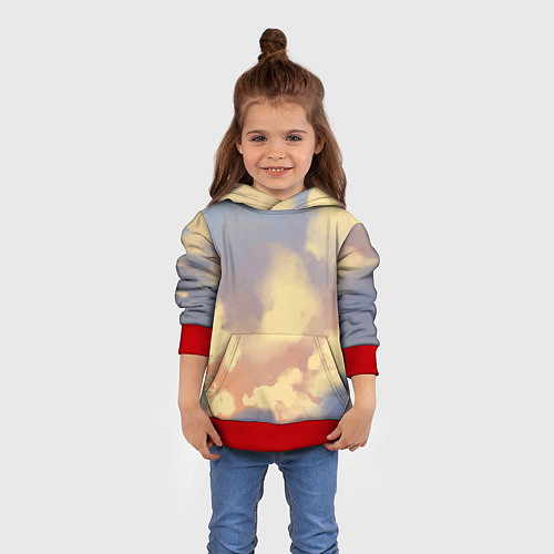 Детская толстовка Облачное небо на закате / 3D-Красный – фото 4