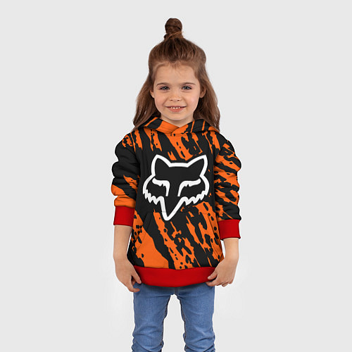 Детская толстовка FOX MOTOCROSS ORANGE / 3D-Красный – фото 4