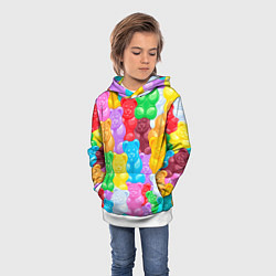 Толстовка-худи детская Мармеладные мишки разноцветные, цвет: 3D-белый — фото 2