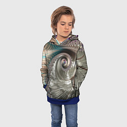 Толстовка-худи детская Fractal pattern Spiral Серебристый фрактал спираль, цвет: 3D-синий — фото 2