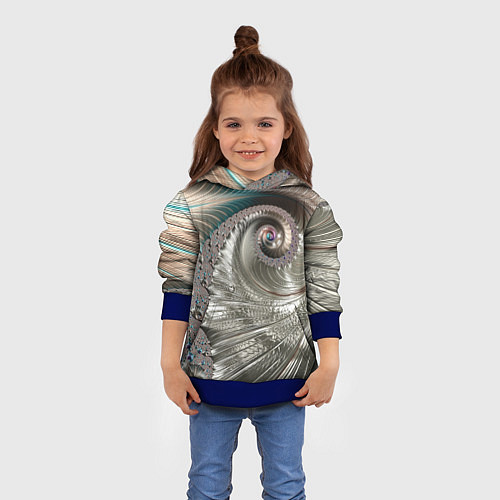 Детская толстовка Fractal pattern Spiral Серебристый фрактал спираль / 3D-Синий – фото 4