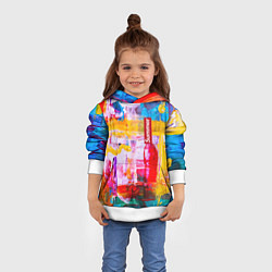 Толстовка-худи детская Импрессионизм Лето Абстракция Impressionism Summer, цвет: 3D-белый — фото 2