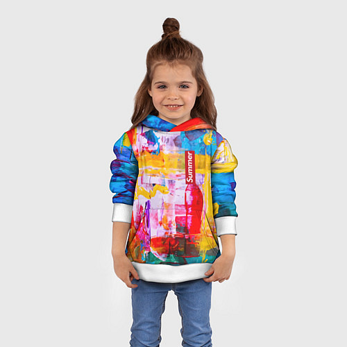 Детская толстовка Импрессионизм Лето Абстракция Impressionism Summer / 3D-Белый – фото 4