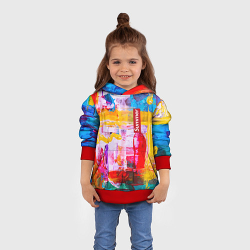 Детская толстовка Импрессионизм Лето Абстракция Impressionism Summer / 3D-Красный – фото 4